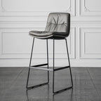 Modern Upholstered Low Back Metal Sled Bar Stools