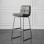 Modern Upholstered Low Back Metal Sled Bar Stools