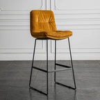 Modern Upholstered Low Back Metal Sled Bar Stools