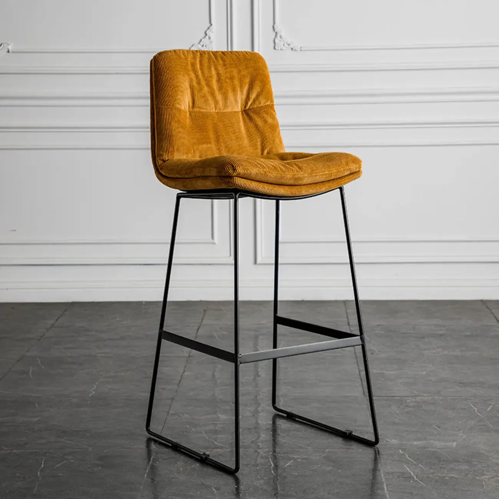 Modern Upholstered Low Back Metal Sled Bar Stools