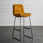 Modern Upholstered Low Back Metal Sled Bar Stools