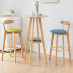 Natural Wood Round Bar Table with Shelf for Kitchen Dining