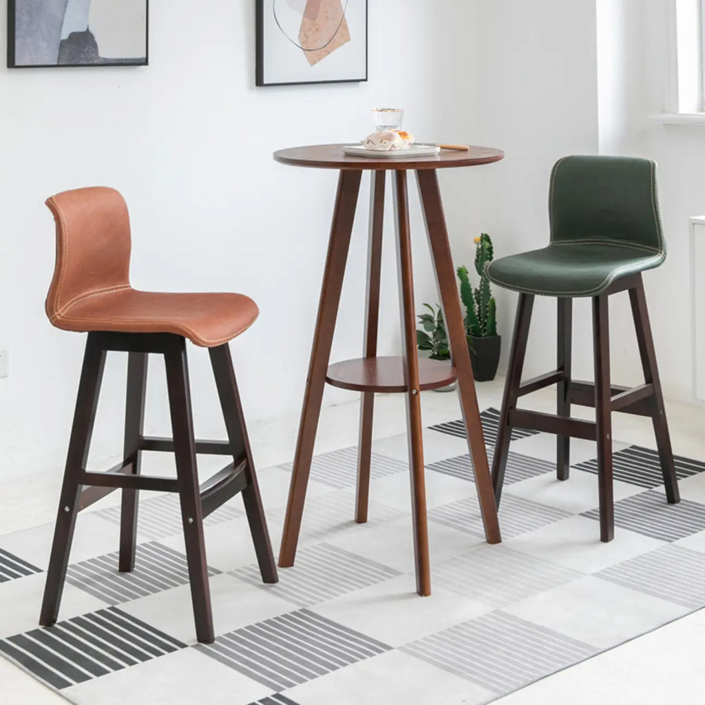 Natural Wood Round Bar Table with Shelf for Kitchen Dining
