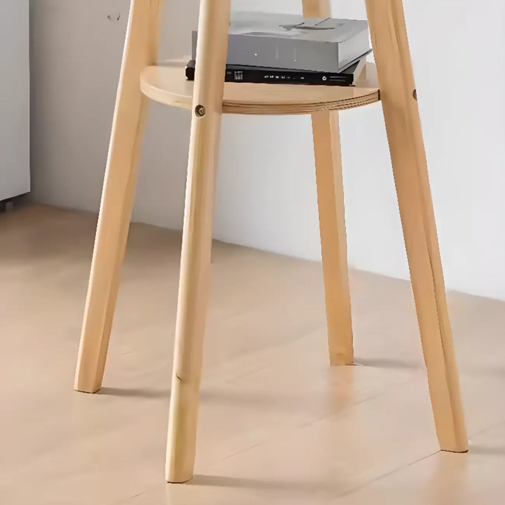 Natural Wood Round Bar Table with Shelf for Kitchen Dining