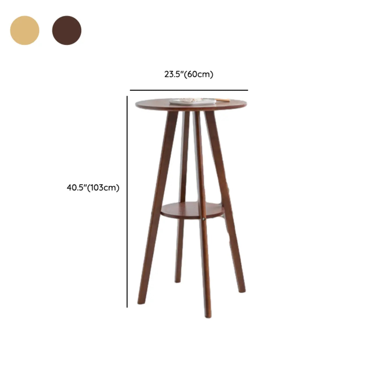 Natural Wood Round Bar Table with Shelf for Kitchen Dining