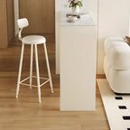 Off-White Rectangle Bar Table Stone Top with Shelves for Foyer