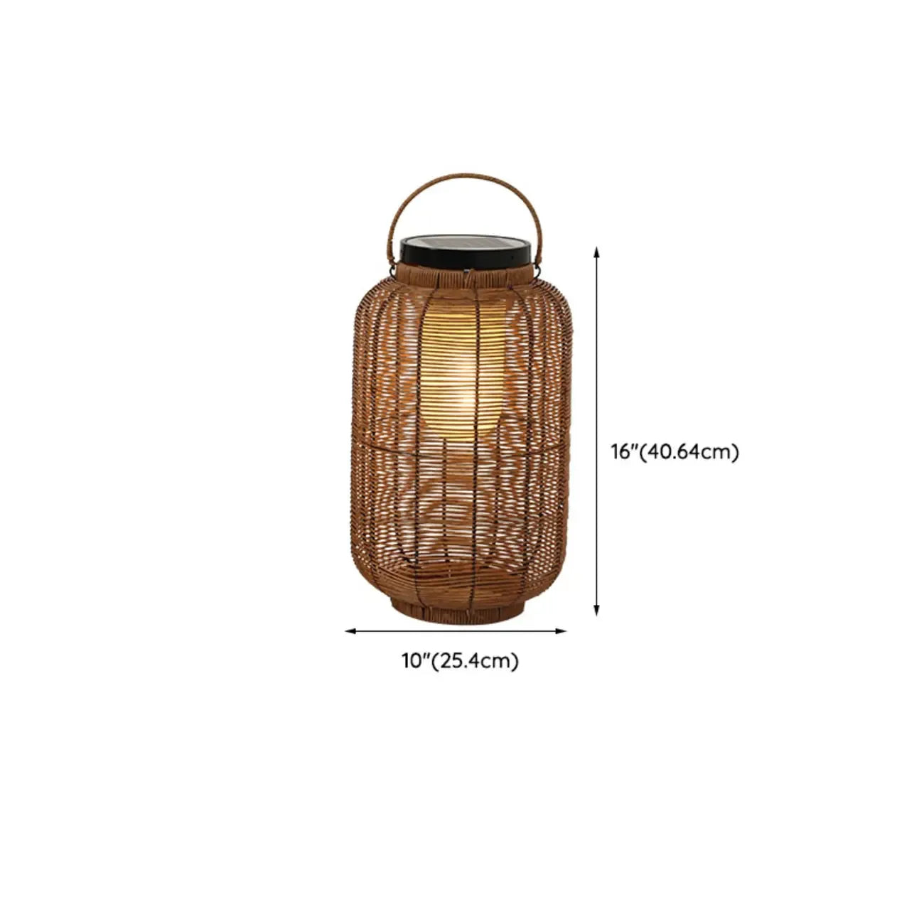 Portable Brown Woven Lantern Solar Outdoor Post Lights