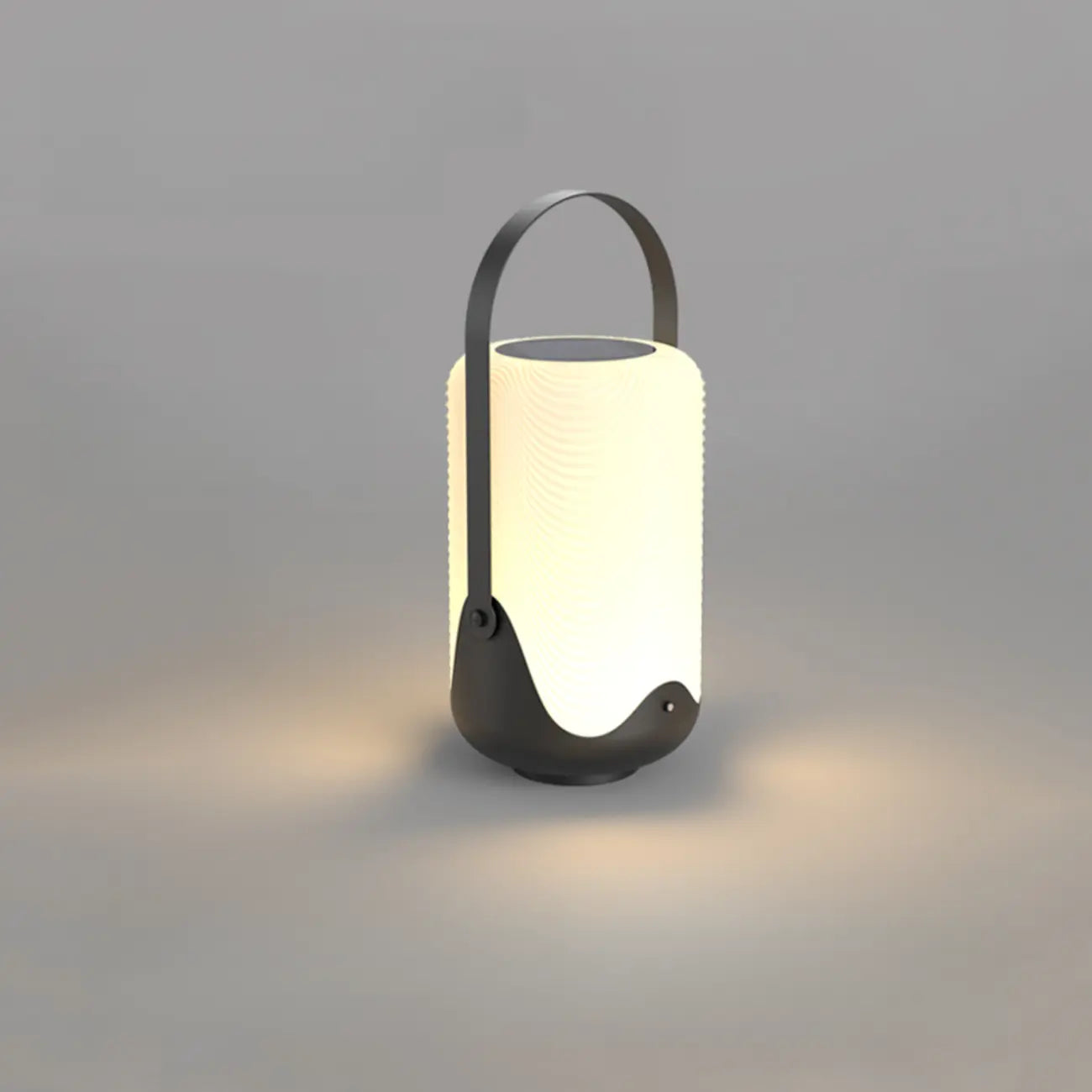 Outdoor Black Metal Drum Lantern Table Lamp