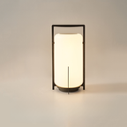 Outdoor Black Metal Drum Lantern Table Lamp