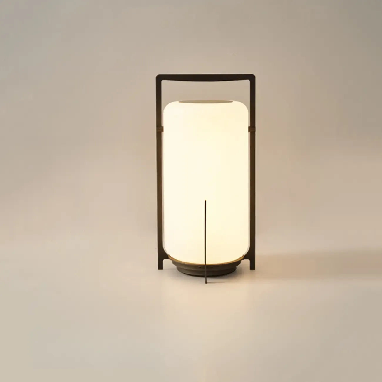 Outdoor Black Metal Drum Lantern Table Lamp