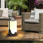 Outdoor Black Metal Drum Lantern Table Lamp