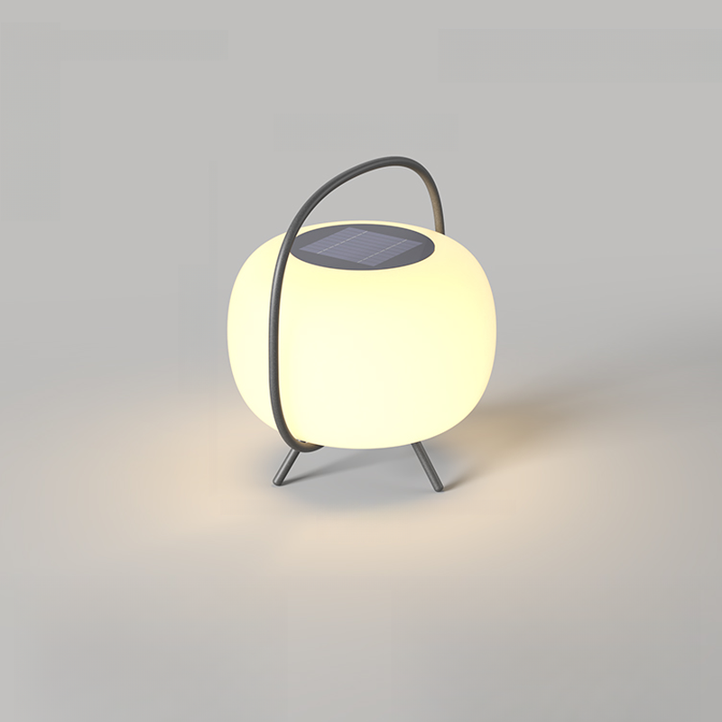 Outdoor Black Metal Drum Lantern Table Lamp