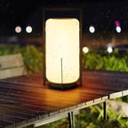 Outdoor Black Metal Drum Lantern Table Lamp