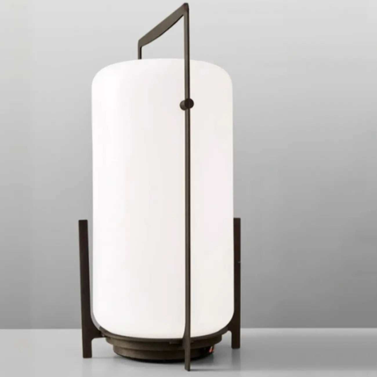 Outdoor Black Metal Drum Lantern Table Lamp