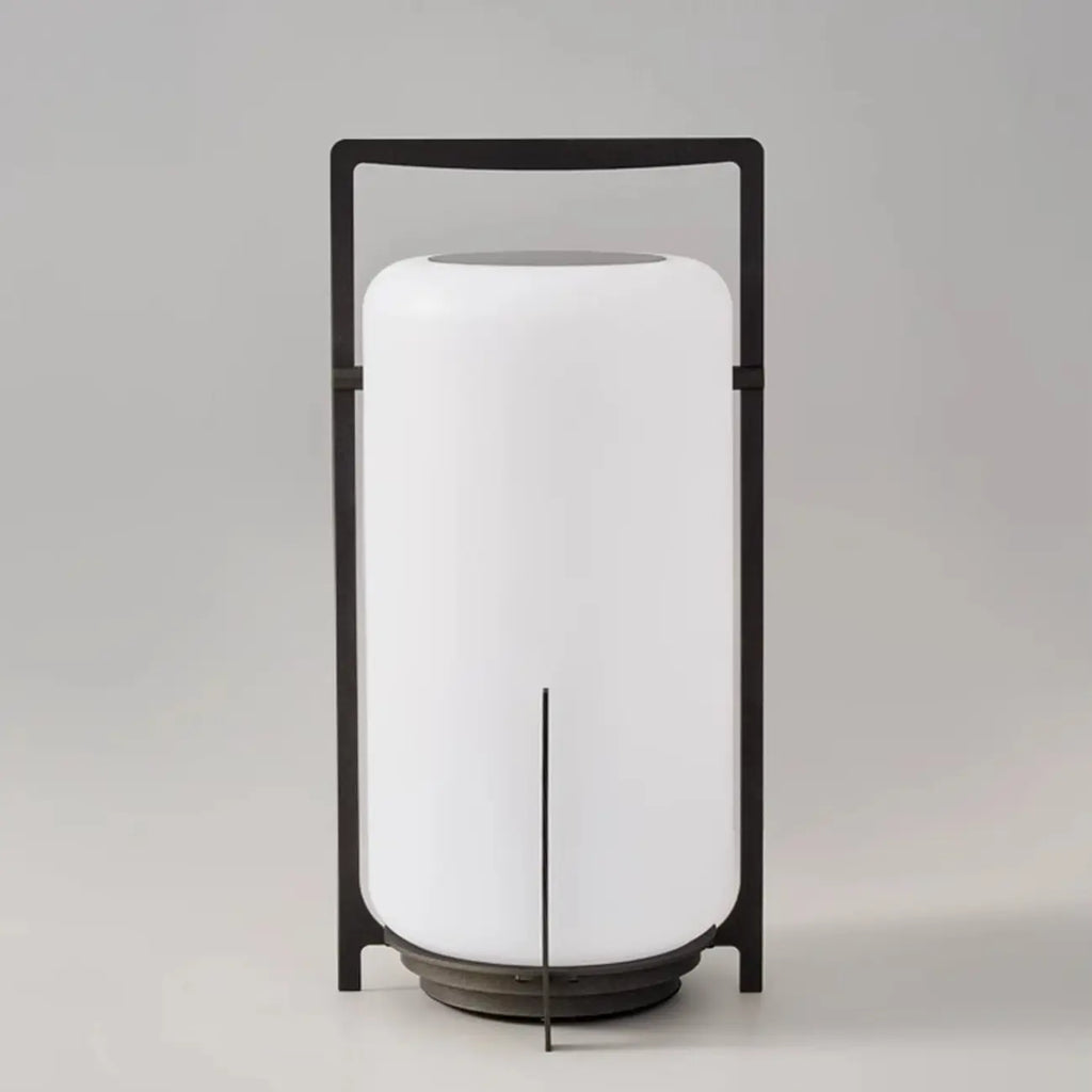 Outdoor Black Metal Drum Lantern Table Lamp