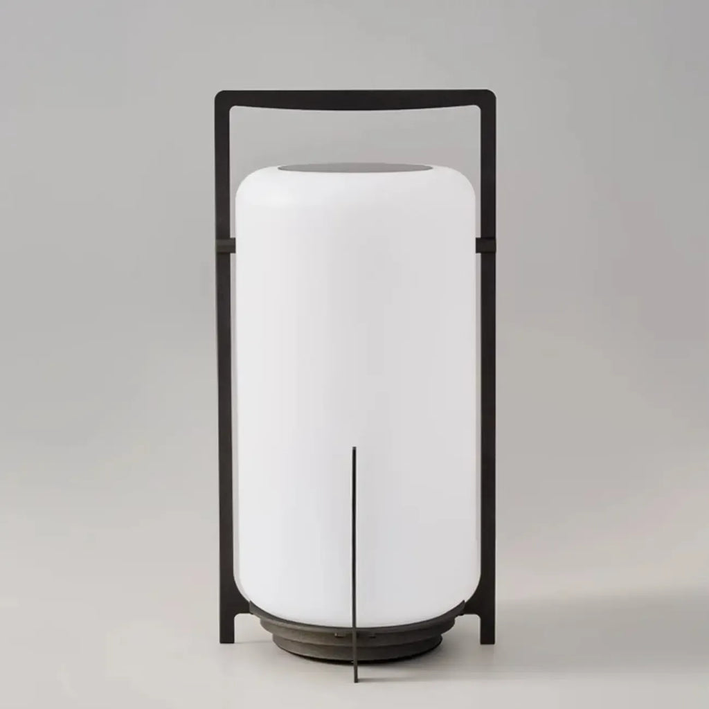 Outdoor Black Metal Drum Lantern Table Lamp