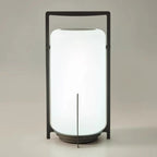 Outdoor Black Metal Drum Lantern Table Lamp