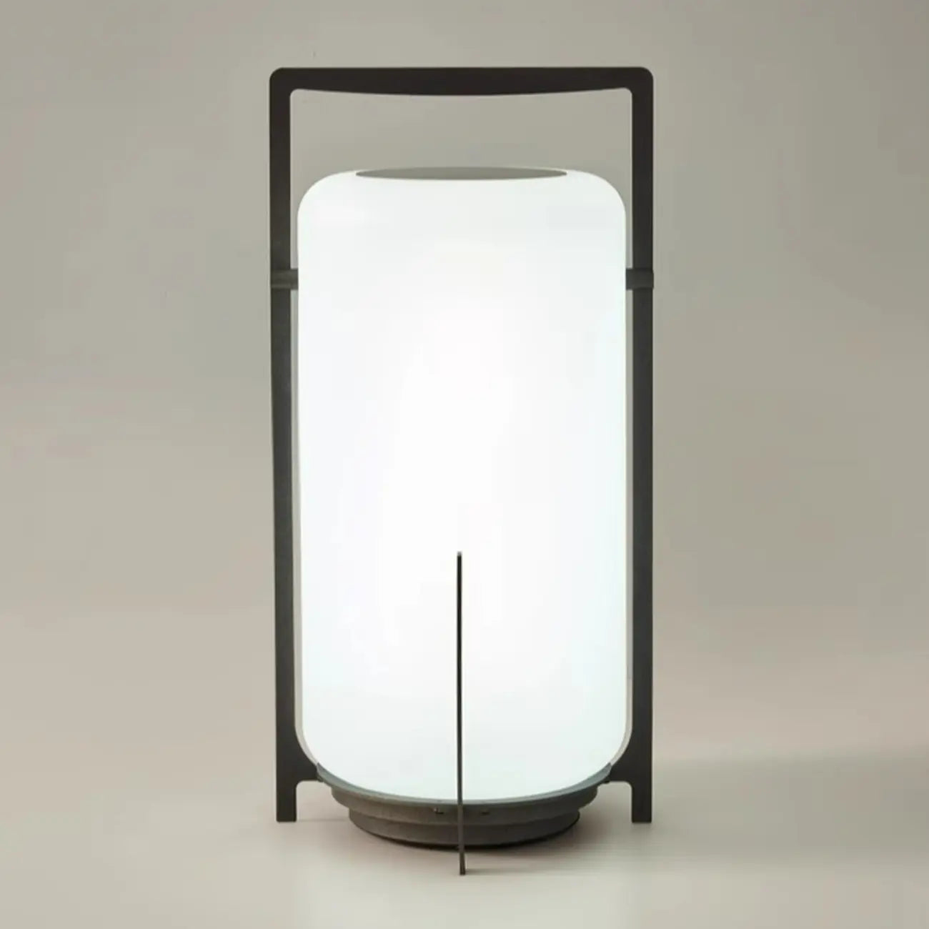 Outdoor Black Metal Drum Lantern Table Lamp
