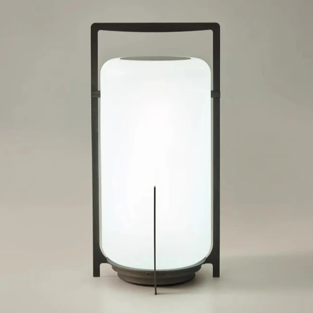 Outdoor Black Metal Drum Lantern Table Lamp