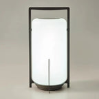 Outdoor Black Metal Drum Lantern Table Lamp