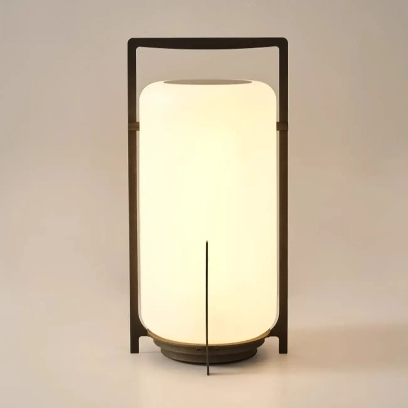 Outdoor Black Metal Drum Lantern Table Lamp