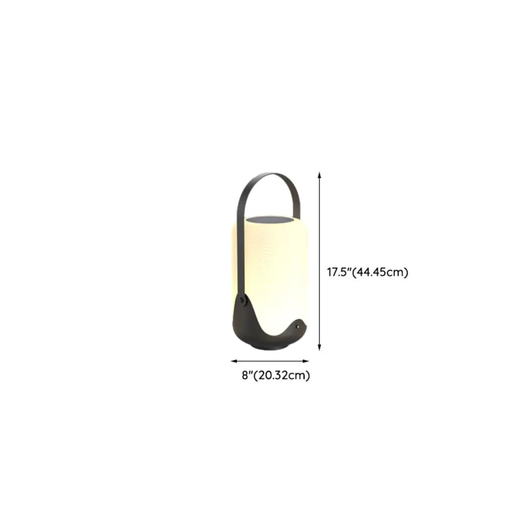Outdoor Black Metal Drum Lantern Table Lamp