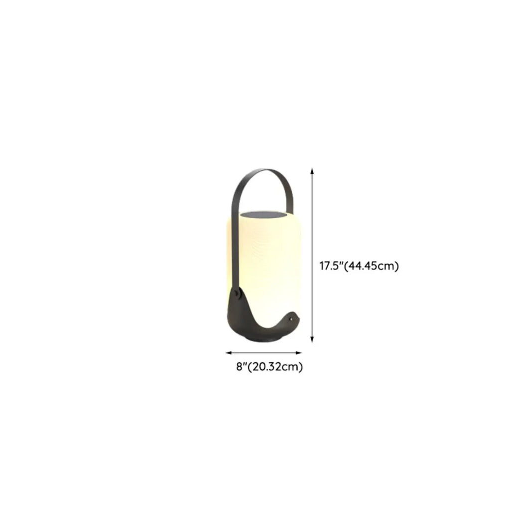Outdoor Black Metal Drum Lantern Table Lamp