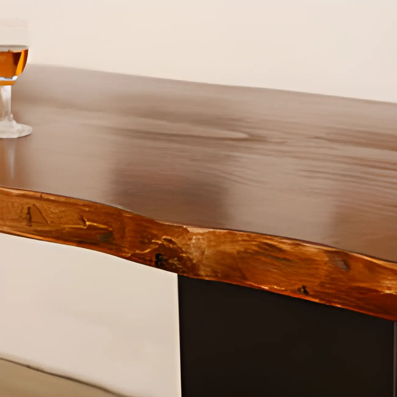 Brown Wooden Bar Height Table with Shelf Storage for Dining