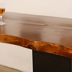 Brown Wooden Bar Height Table with Shelf Storage for Dining