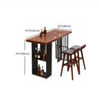 Brown Wooden Bar Height Table with Shelf Storage for Dining