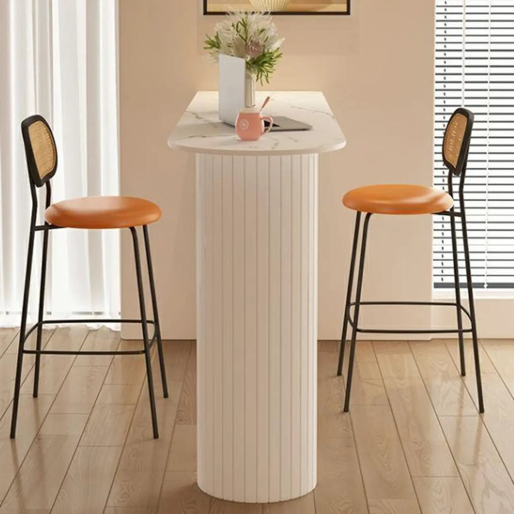 Modern Bar Height Table Stone Top Free Form Double Pedestal