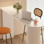 Modern Bar Height Table Stone Top Free Form Double Pedestal