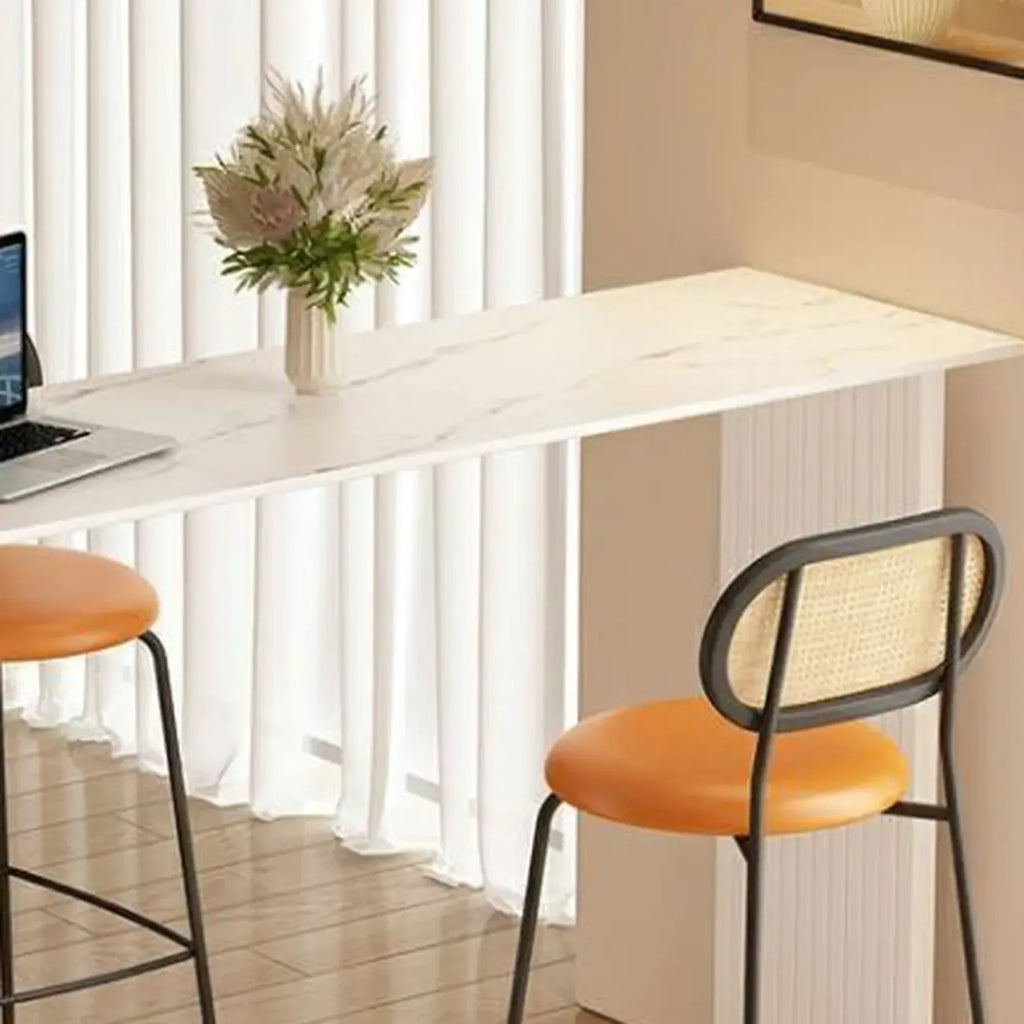 Modern Bar Height Table Stone Top Free Form Double Pedestal