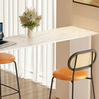 Modern Bar Height Table Stone Top Free Form Double Pedestal