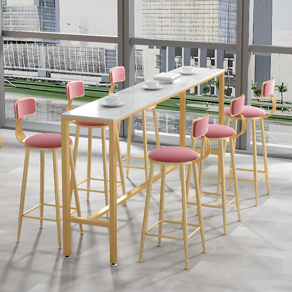Glamorous Faux Marble Pub Table with Gold Footest for Dining