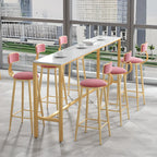 Glamorous Faux Marble Pub Table with Gold Footest for Dining