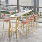Glamorous Faux Marble Pub Table with Gold Footest for Dining