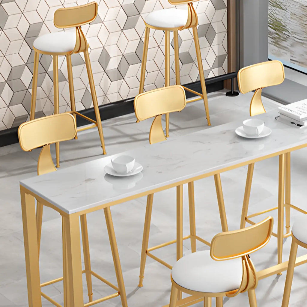 Glamorous Faux Marble Pub Table with Gold Footest for Dining