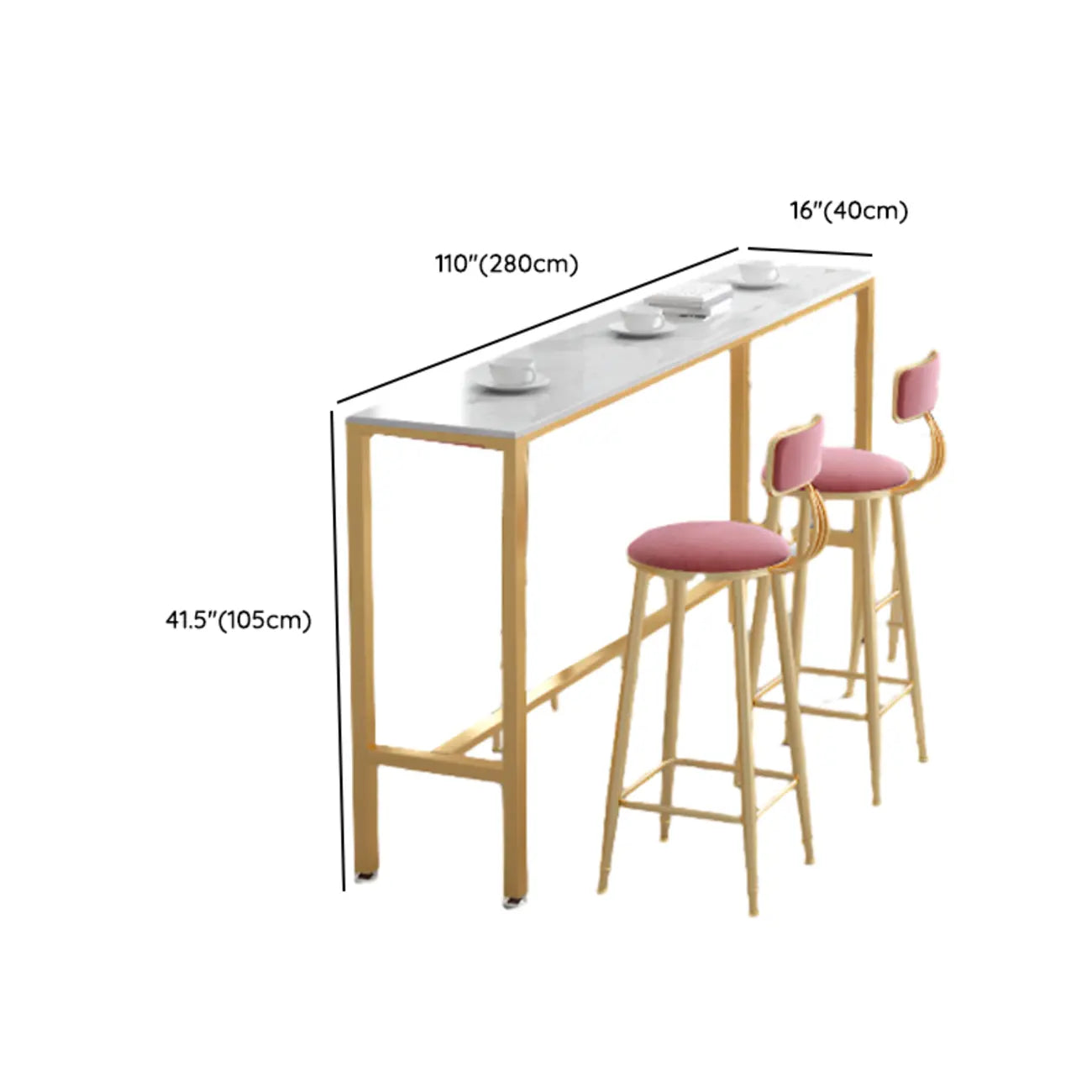 Glamorous Faux Marble Pub Table with Gold Footest for Dining