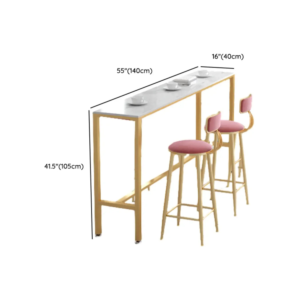 Glamorous Faux Marble Pub Table with Gold Footest for Dining
