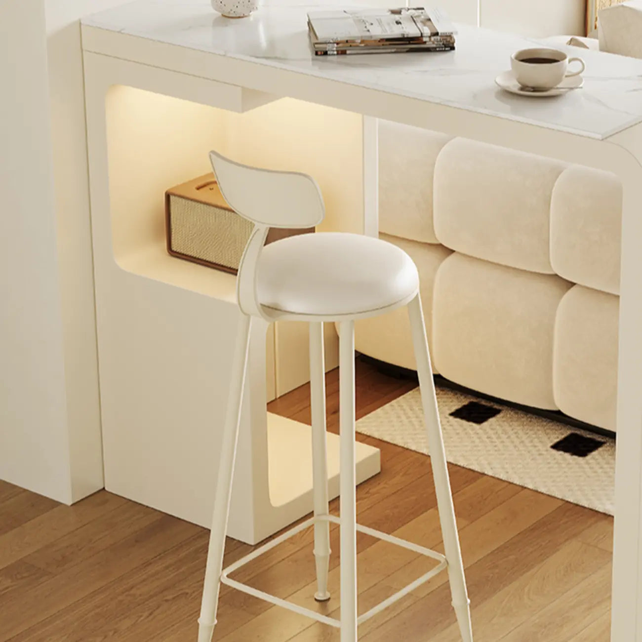 Modern Off-White Wood Integrated Design Bar Tables