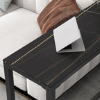 Black Modern Stone Top Trestle Base Bar Table with Footest