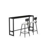 Black Modern Stone Top Trestle Base Bar Table with Footest