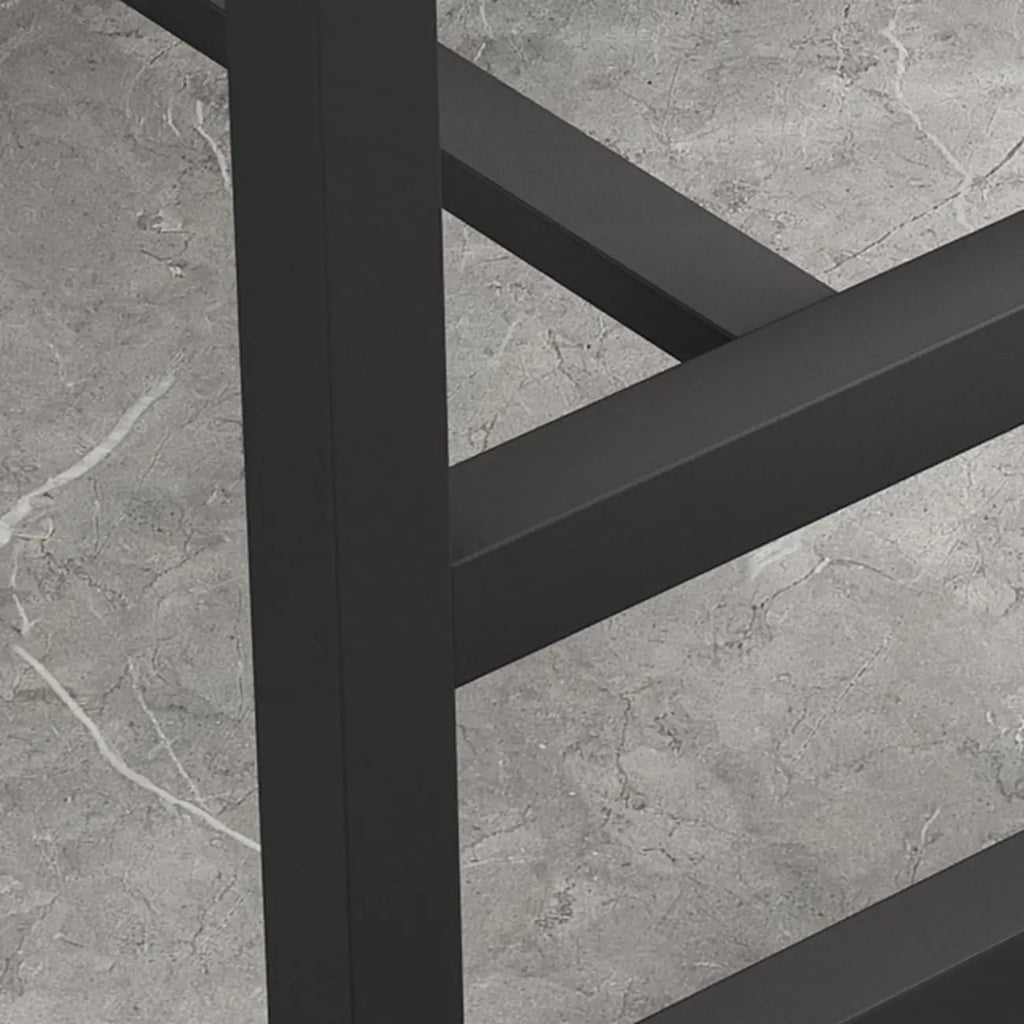 Black Modern Stone Top Trestle Base Bar Table with Footest
