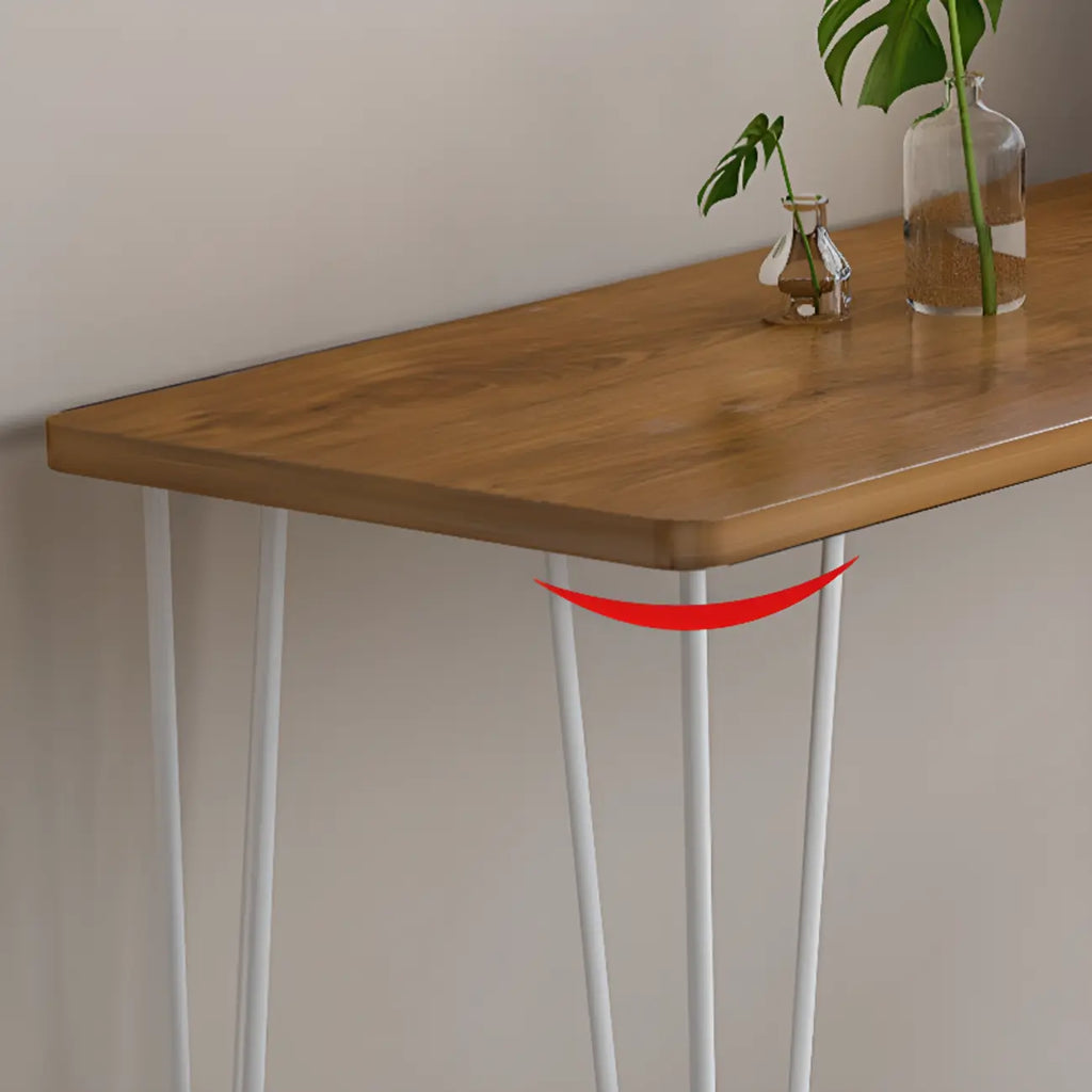 Sleek Modern White Bar Height Table Wood Top Metal Base