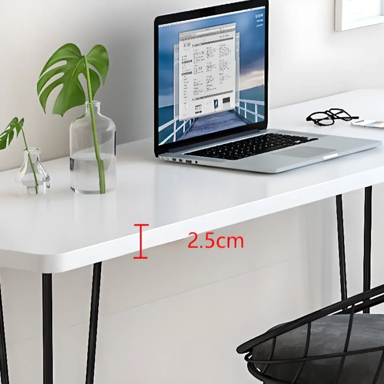 Sleek Modern White Bar Height Table Wood Top Metal Base