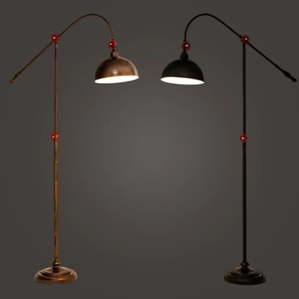 Rustic Industrial Adjustable Metal Floor Lamp with Dome Shade