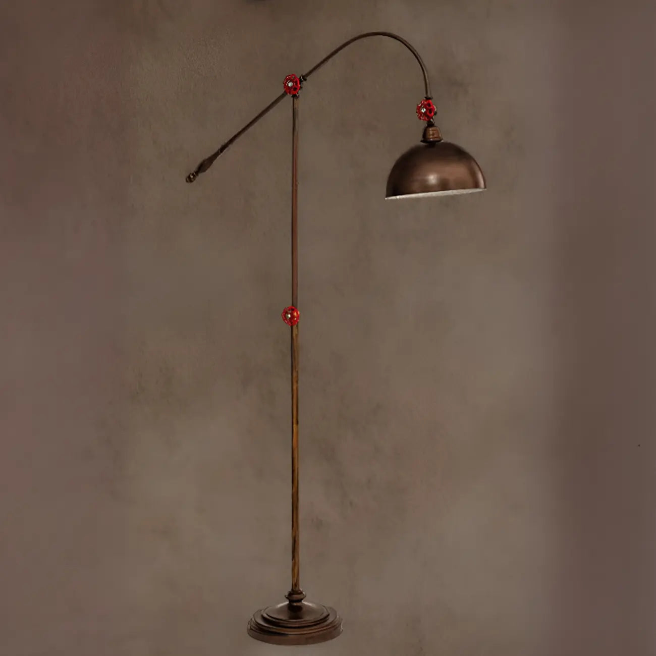 Rustic Industrial Adjustable Metal Floor Lamp with Dome Shade