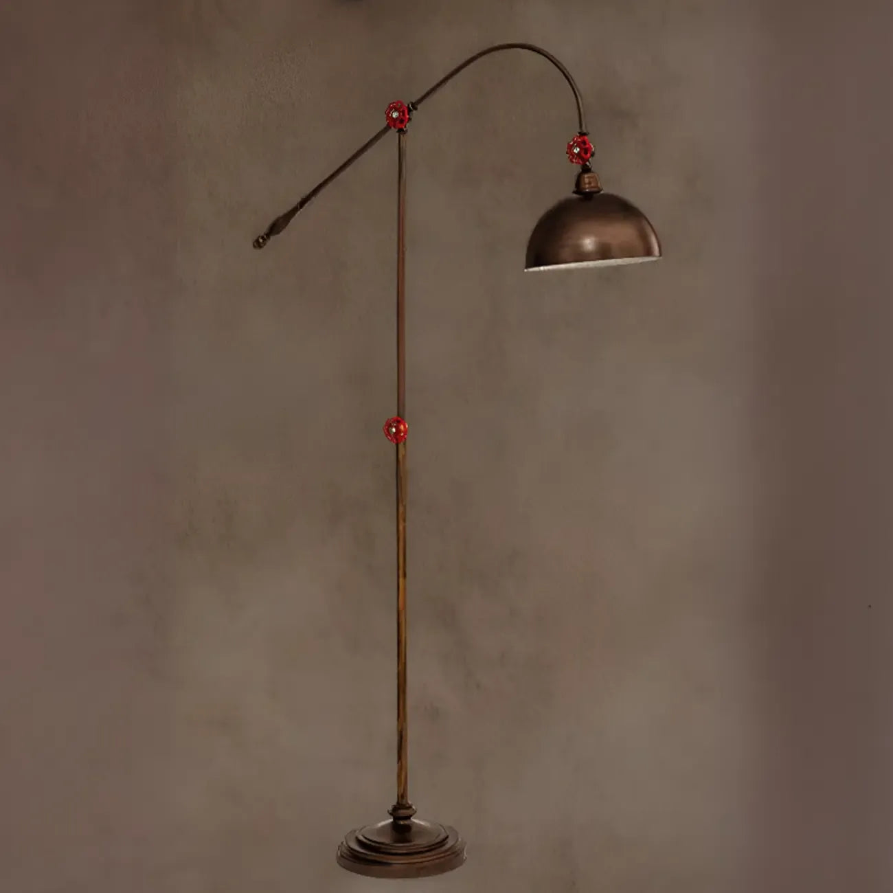 Rustic Industrial Adjustable Metal Floor Lamp with Dome Shade