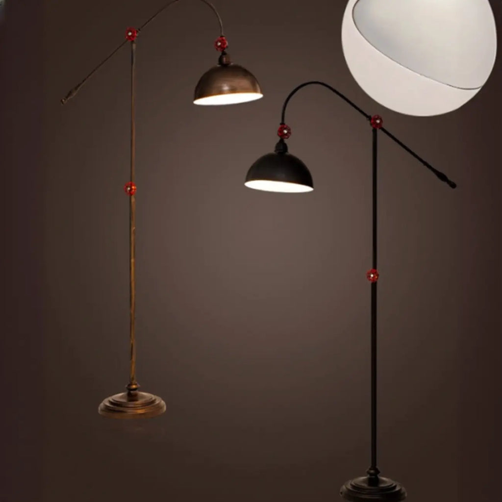Rustic Industrial Adjustable Metal Floor Lamp with Dome Shade